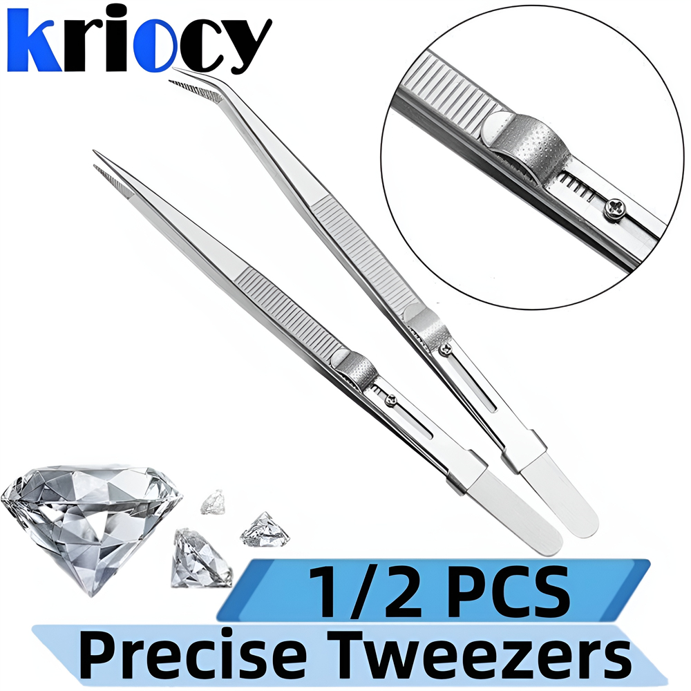 Diy Electronics Tool Kit - Stainless Steel Tweezers Adjustable Slide Lock