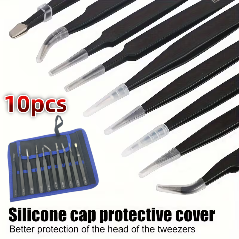 Diy Electronics Tool Kit - 10Pcs ESD Anti‑Static Tweezers Set Stainless