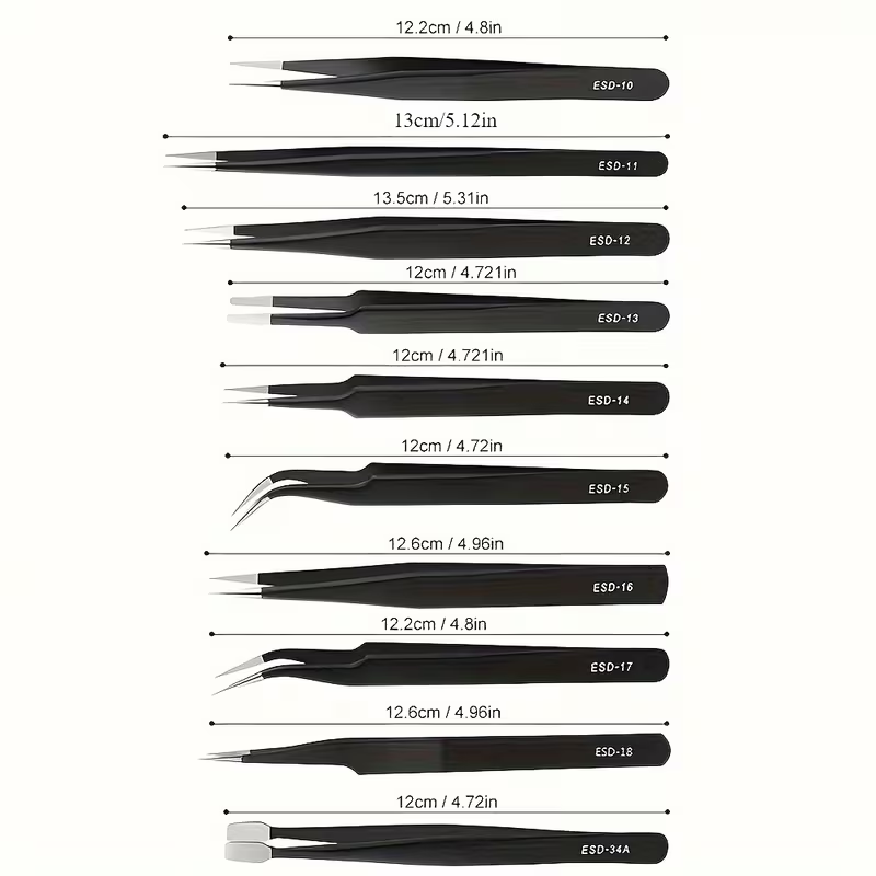 10Pcs ESD Anti‑Static Tweezers - Diy Electronics Tool Kit ulasan dan harga