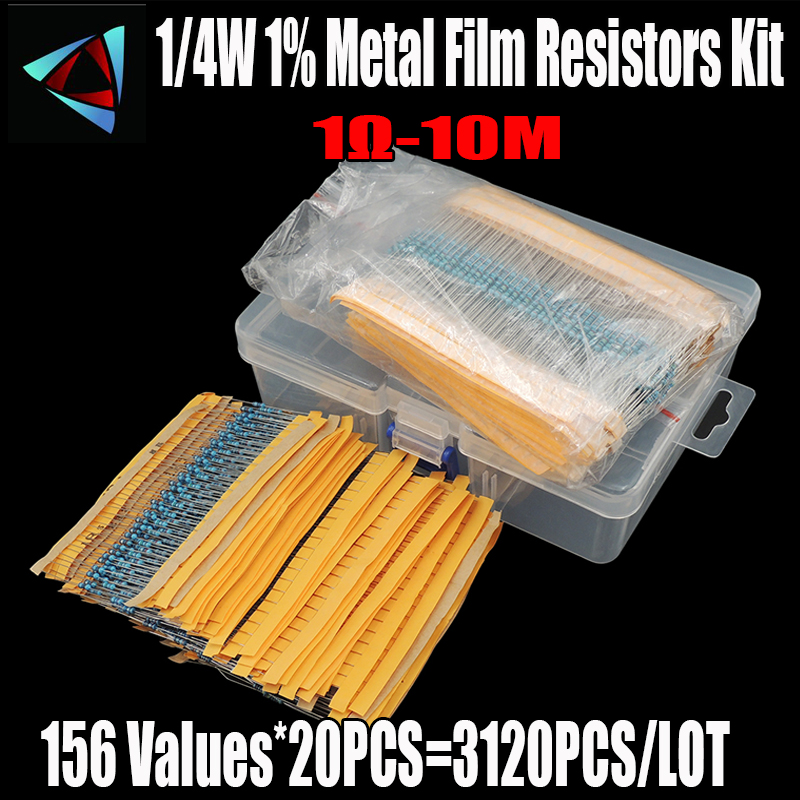 3120Pcs/lot 156 Values 1/4W 0. - Resistor Kit 1 4W ulasan dan harga
