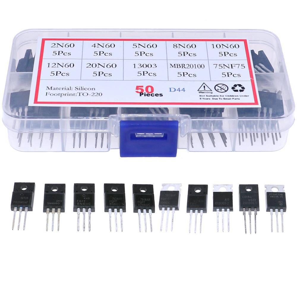50Pcs 10Types TO-220 Field-Eff - Mosfet Transistor Set ulasan dan harga